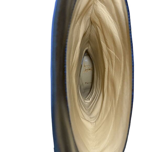 Christian Louboutin Epic Trotta 70MM Blue Metallic Leather Knee High Boots 37.5 - Picture 11 of 14